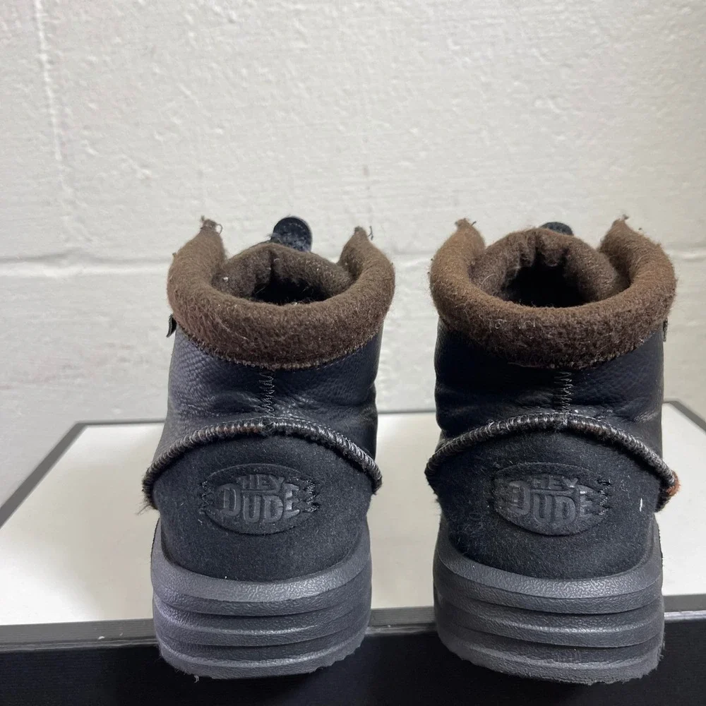 Hey Dude Bradley Boot Black Leather‎ Lace Up Kids Size 1 US/33 EU